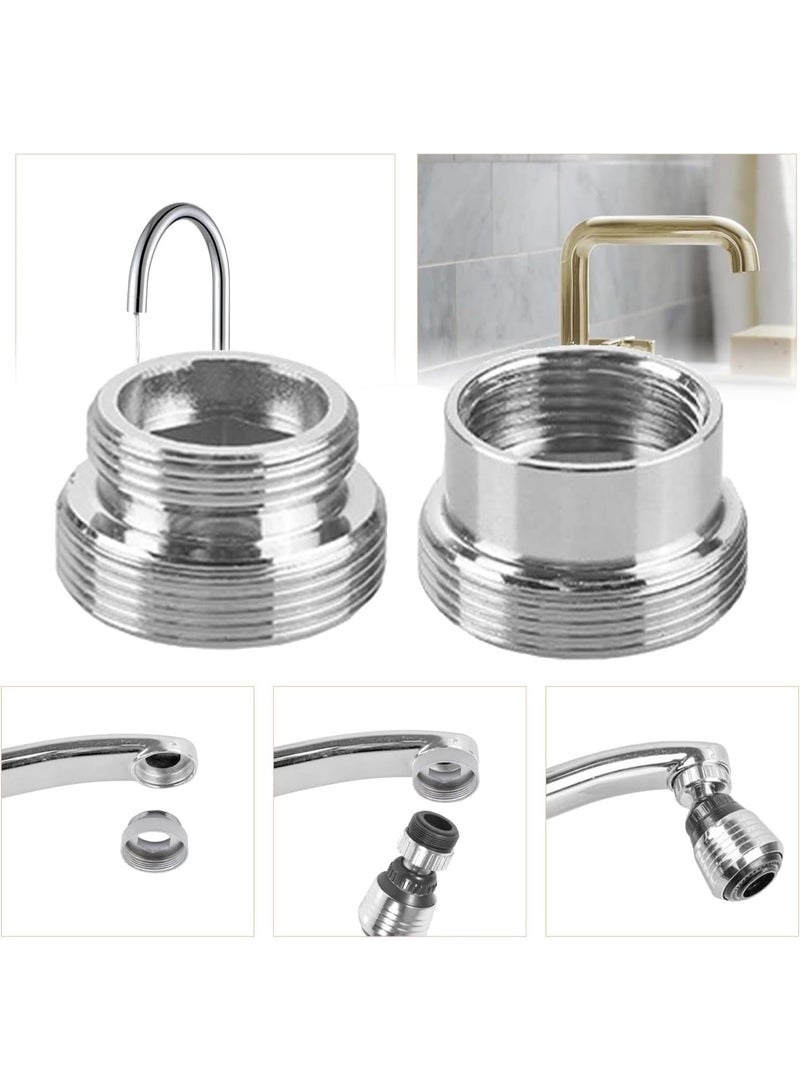 2pcs Silver Metal Faucet Adapters, 16mm to 22mm/22mm to 16mm Faucet Adapter, Tap Aerator Connector Thread Adapters for Kitchen Bathroom Faucet - Image 3
